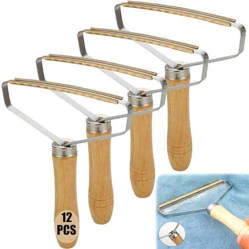 DAJAVE 12 Pack Carpet Scraper Tool Portable Lint Remover Carpet Pet Hair Remover for Carpet Manual Carpet Hair Remover Tool Double Sided Carpet Scraper for Clothes, Pet Hairs, Fabric and Carpets