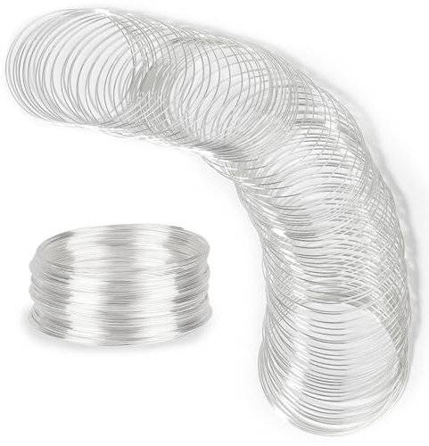 salbsever 100 Loop Jewelry Wire Memory Wire for Jewelry Making Silver Jewelry Memory Beading Wire Memory Steel Wire Wire for Bracelets Making Bracelet Wire for DIY Crafts Making