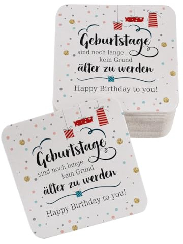 Herz & Heim® Bierdeckel mit verschiedenen Motiven und Personalisierung Bedruckt/Pappe, 30 Stück (Kein Grund älter zu Werden)