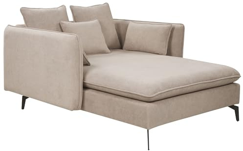 Beliani Chaiselongue Stoffbezug beige Taupe mehrere Kissen schlanke Armlehnen Charmes