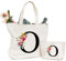Letras Personalizadas Bolsa de Lona, Bolso Tote de Mujer con Inicial y Flores Bolsa de Compras con Bolsillo Interior Alfabeto Bolso de Cosméticos Regalos para Damas Amigas Mamá Regalo Cumpleaños(O)