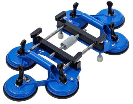 KATSU Tools Adjustable Tile Levelling Seamless Seam Setter with 6 x 123mm Vacuum Suction Cups Glass Lifter for Large Slabs of Granite Marble Joining and Aligning