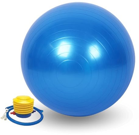 Ballon de Yoga 55 cm. Ballon de Pilates en PVC Antidérapant.Ballon d'exercice d'entraînement, Fitness, Femme Enceinte.Fitball Résistant pour Étirements, Équilibre,Relaxation avec Gonfleur Inclus.