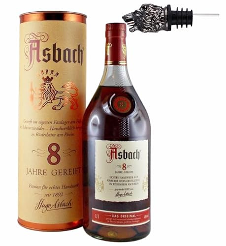 Asbach Privatbrand 8 Jahre Weinbrand + 1 Ausgießer Löwe mit Zinklegierung Geschenkset Männergeschenke