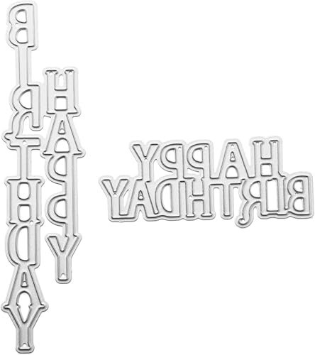 Metall-Stanzformen Happy Birthday, zum Basteln, Karbonstahl, Prägeschablone, Metall-Stanzformen, Schablonen, Werkzeug, Wortstanzform für Karten, Scrapbooking, Basteln, Stanzformen, Prägung