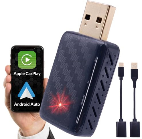 SweetSolutions© Adaptador Carplay Inalámbrico | Android Auto |2 En 1| Convierte Conexión por Cable a Inalámbrica para Coche | Compatible con iOS 10+ y Android 11+, USB-C/A, 6GHz WiFi