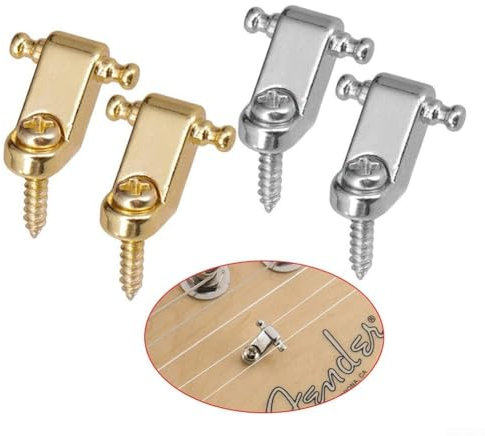 Efficient String Management 1 Pair of Roller Retainers and Screws for Electric Guitars (For Telecaster) (Chrome)