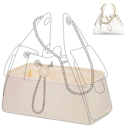 DGAZ Satin Taschen Organizer für Chanel 25 Drawstring Medium,  Craie | Luxuriöse Satin-Innentasche, Perfekte Passform, Sanfter Schutz, Leicht