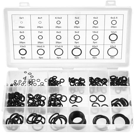 225 Pièces Joints Toriques en NBR - Kit Complet d'Étanchéité Professionnel (18 Tailles Ø3-22mm) - Pour Plomberie, Hydraulique & Mécanique Auto - Résistants à l'Eau, Huile & Températures Extrêmes