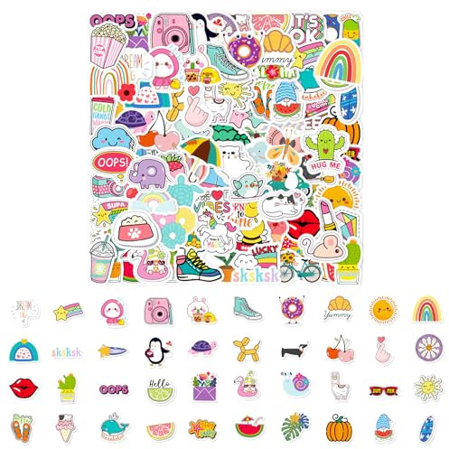 100 PCS Wasserdichte Vinyl Aufkleber für Kinder – Niedliche Kawaii Sticker für Wasserflaschen, Skateboards, Laptops und mehr