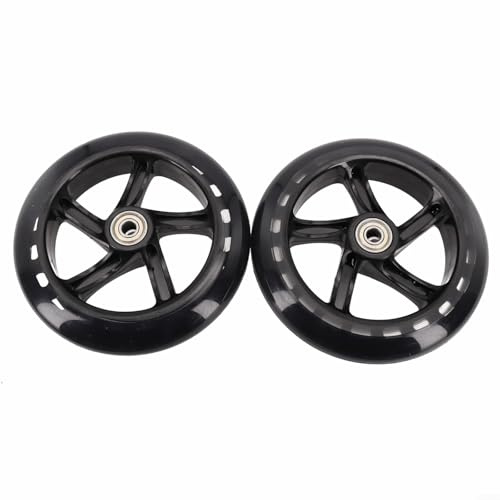 Pumixiy Robustes PU-Rollen-Set, mit ABEC-Kugellagern, für Kick-Scooter, Inline-Skates, Rollstuhl, Einkaufswagen, 145 mm, 30 mm, schwarz, 2 Stück (145 mm x 30 mm lichtdurchlässig)