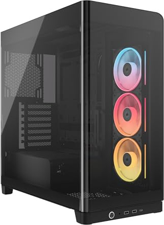 CORSAIR Frame 4500X LX-R RGB LINK Panoramaglas Mid-Tower-PC-Gehäuse – InfiniRail Lüftermontagesystem, Passend für Zwei 360 mm Radiatoren, GPU Anti-Sag, Enthält 3X LX120R RGB LINK Lüfter – Schwarz