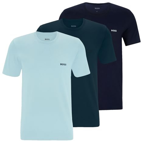 BOSS Men's T-Shirt Rn 3P Co T-Shirt, -971 Navy / Medium Blue / Light Blue, XL