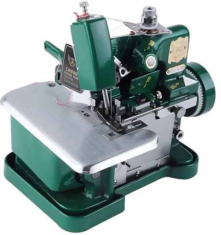 Macchina tagliacuci industriale, 3-4 fili, cucitura resistente su tessuti con lunghezza del punto regolabile e telaio in metallo, accessori inclusi