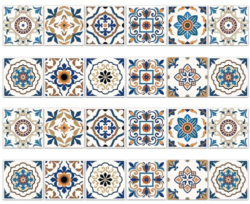 24 Pièces Stickers Carrelage Mural Cuisine15x15cm, PVC Carreaux Adhésifs | Imperméables pour Cuisine, Salle de Bain