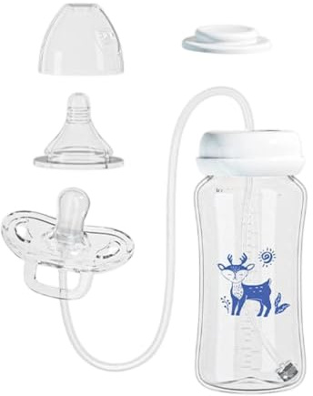 3 In 1 Freihändige Babyflasche - 300ml Anti Kolik Trinkflasche | Milchflaschen Mit Saugnippel Und Trinkhalm,Verstellbare Milchflasche Mit Schnellem Durchfluss, Für Jungens Und Mädchen