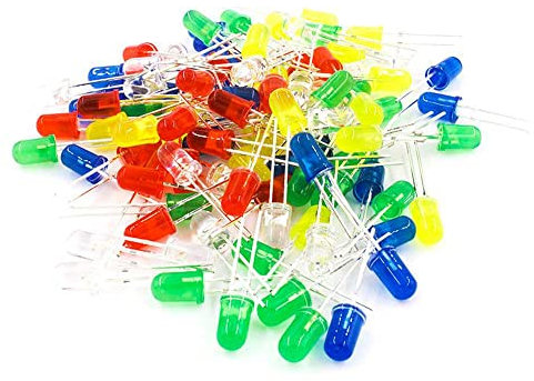 OcioDual Kit di 50 Diodi LED Vari Colori 5mm Rosso Blu Bianco Verde Giallo per Raspberry Elettronica Robotica