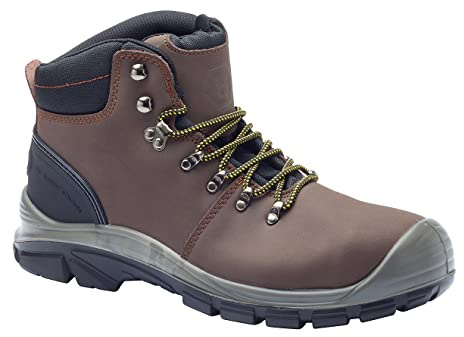 Blackrock Malvern Brown Lightweight Safety Boots, S3 Steel Toe Cap | Mens and Women, Leather Shoes, Water Resistant, Protective Steel Midsole, Anti-Slip Safety Boots - Size 4