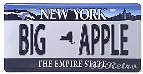 Shinewe New York Big Apple Vintage Nummernschild Metallschild Heimdekoration Zubehör Wandsticker Kunst Poster 15 x 30 cm