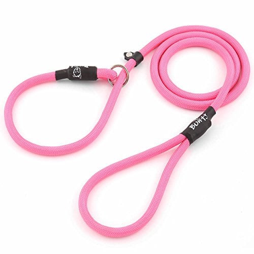 Bunty Rope Slip Lead for Dogs, Extra-Large | Anti Pull Dog Lead, One-Size-Fits-All, Durable Woven Nylon, Ideal for All Dogs - No Pull Training Aid No Collar Needed - XL 120cm Pink