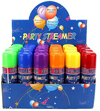 24 st paket med roliga festströmmare spraysträng i en burk för barnfester, festtillbehör perfekt för barnfester/evenemang