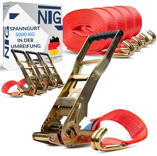 2 Stück 5000kg 10m Spanngurte mit Ergo Ratsche und Haken Ratschengurte Zurrgurt 2 teilig Spanngurt LKW Zurrgurte 50mm TÜV/GS