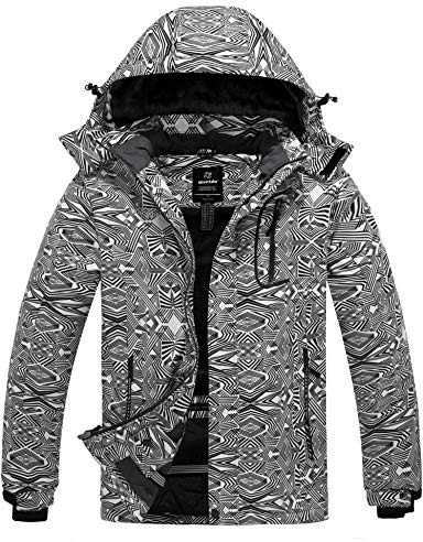 Wantdo Giacca Sci Uomo Felpata Impermeabile Cappotto da Neve | con Cappuccio, Calda, Antivento,Polsini Regolabili,Multitasche,Cerniera Completa,Cappotto da Montagna,Snowboard,Escursionismo