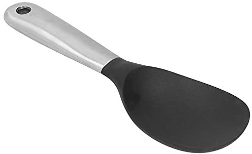 Paleta de Arroz Negra de Silicona, Paleta de Arroz Antiadherente Cuchara de Arroz de Mango Largo Herramientas de Cocina