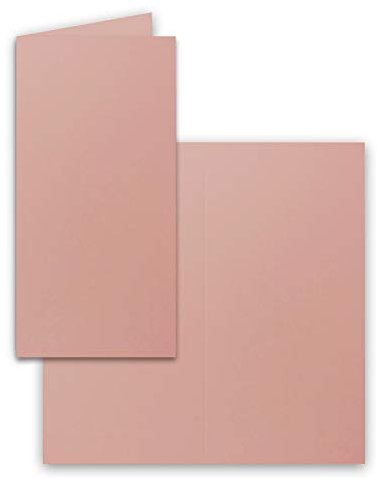 FarbenFroh by GUSTAV NEUSER 25x Falt-Karten DIN Lang - Altrosa (Rosa) - 10,5 x 21 cm - Blanko Doppelkarten - Klappkarten für Einladungen und Grußkarten zu Weihnachten und Geburtstag