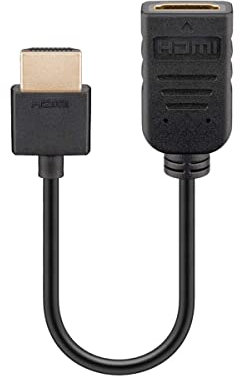 Goobay 49979 Adaptador HDMI Flex, cable de extensión corto macho > hembra para extender y conectar Fire TV Stick, Chromecast, Roku, 0.20m