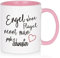 Livole Schwester Geschenk Weihnachten, Lustig Geburtstag Geschenke für Schwester, Freundin, Beidseitig Bedruckt Tasse mit Spruch Engel ohne Flügel nennt Man Schwester, 11oz 325ml Kaffeetasse, Rosa