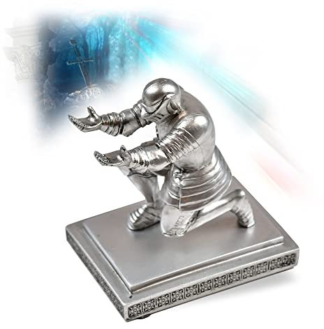 Ritter Figur - Kniender Mittelalter Ritter Schwert Brieföffner Ständer, Stifthalter Figur, Ritter Stifthalter Exklusives Wohnaccessoire, Büro Schreibtisch Zubehör & Ritter Geschenk, Silber