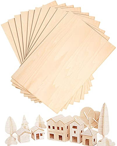 10 hojas de madera sin acabar, madera de Balsa contrachapada, hojas de madera contrachapada, para modelo Woodcraft, hacer patrón, artesanía, pintura, grabado