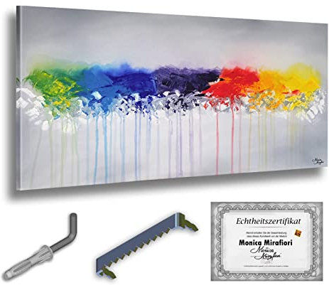 Monica Mirafiori I 100% HANDGEMALT I Gemälde Rainbow Abstraction 120x60cm | Gemälde Handgemalt | Acrylgemälde | Sehr Großes Acrylbild I Moderne Kunst I Kunstbilder