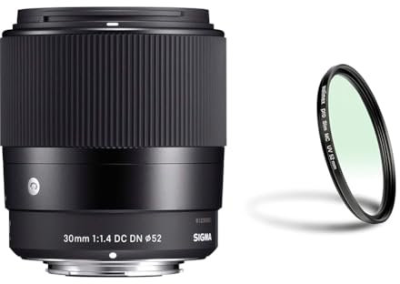 Sigma 30mm 302965 F1,4 DC DN Contemporary Objektiv (52mm Filtergewinde) für Sony-E Objektivbajonett & Walimex Pro UV-Filter Slim MC 52 mm (inkl. Schutzhülle)