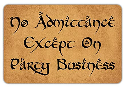 Funny Doormat No Admittance Except On Party Business Non-Slip Outdoor/Indoor Rubber Door Mats for Front Door/Garden/Kitchen/Bedroom 23.6 x 15.7…