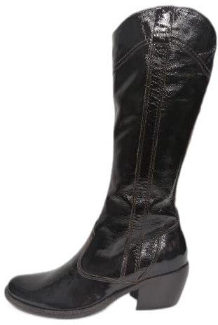 Stivali texani donna NeroGiardini art 576 tacco mezza gamba cerniera laterale interno gamba ed elastico laterale interno polpaccio fodera vera pelle esterno naplak vernice testa di moro (39)