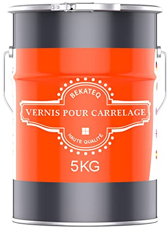 BEKATEQ BE-713 Peinture pour carrelage 5 L Gris anthracite brillant satiné I Vernis pour carrelage intérieur & extérieur I Haut pouvoir couvrant & bonne adhérence I Pour cuisine, salle de bain, cave