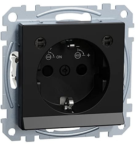 Schneider Electric Merten Schuko-Steckdose mit Beleuchtungsmodul, 2-polig+E, Berührungsschutz, Steckklemmen, 250V, System M, schwarz matt, Artikelnummer MEG2304-0403