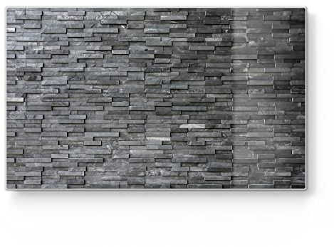DEQORI Frühstücksbrett Glas | klein 23x14 cm | Motiv Natursteinmauer | Design Schneidebrett für Küche | Frühstücksbrettchen antibakteriell & rutschfest | Glasplatte & Servierplatte