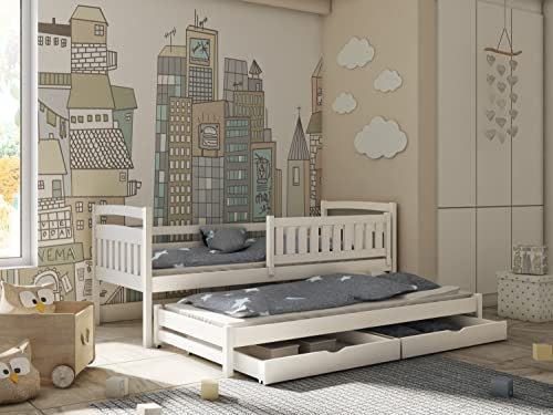 Horten Ausziehbett Frankfurt für 2 Kinder Plus Stauraum - 80 cm x 160 cm - Kiefer