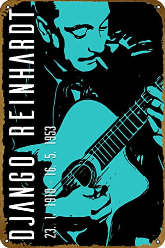 Django Reinhardt Metall-Blechschild 20,3 x 30,5 cm Musikbänder Vintage Poster Männerhöhle Deko