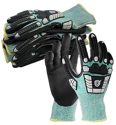 NITREX 295RP 5 paia di Guanti da Lavoro con Protezione dagli Impatti, Tecnologia NitreGuard, Tecnologia NitreGrip, Palmo Rivestito in Nitrile Sabbioso, Guanti Antitaglio, Taglia 11, Taglia XXL