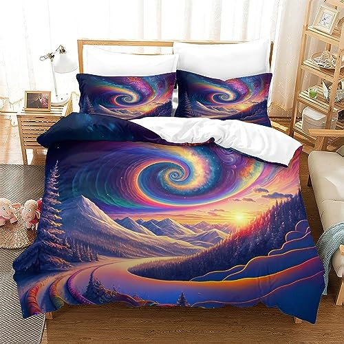 Mikrofaser-Bettwäsche Rainbow Spirit, 3-teilige Bettwäsche, Mikrofaser-Polyester, ultraweiche und Bequeme Bettdecke für alle Jahreszeiten, Größe: 220 x 240 cm (1 Bettbezug, 2 Kissenbezüge).