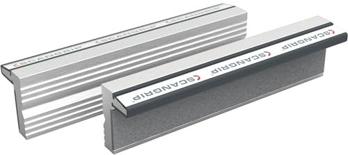 SCANGRIP | Magnet-Schraubstockbacken | neutrale Schutzbacken aus gehärtetem Aluminium | 1 Paar | Backenbreite 125 mm