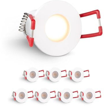 LongLife LED 8er Set Einbaustrahler Mini 3W 2700K weiß RAL 9016 IP65 Dimmbare Strahler für Terrassenüberdachung, Carports, Dachüberständen