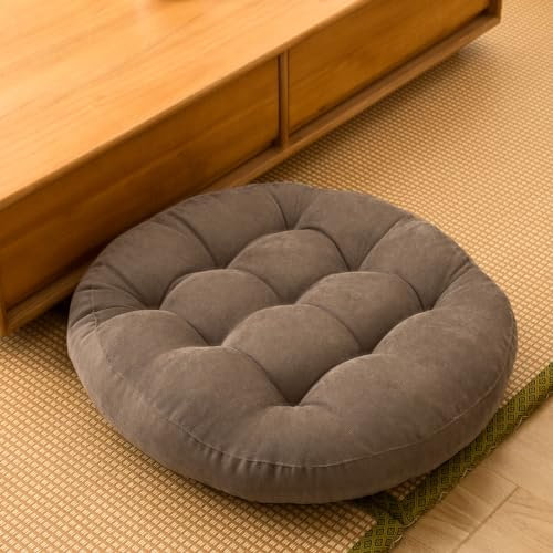 FANSU Samt Stuhlkissen Rund, Stuhl Kissenauflage Sitzkissen Stuhlauflage Sitzpolster Weiche Sitzauflage Gartenkissen für Bürostuhl, Küche, Computerstuhl (Durchmesser 55cm,Grau)
