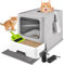 Homagico Caja de arena para gatos con alfombrilla de arena, plegable, extra grande, caja de liiter de una sola vía con tapa, caja de arena para gatitos tipo cajón, control de olores, antisalpicaduras,