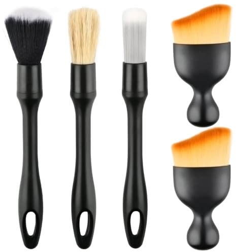 USENG 5 Cepillos para Limpiar Coches Kit Limpieza Coche Cepillo Limpieza Coche Kit Limpieza Coche Interior Kit de Limpieza Coche Kit Detailing Coche Cepillos Limpieza Coche Cepillo Interior del Coche