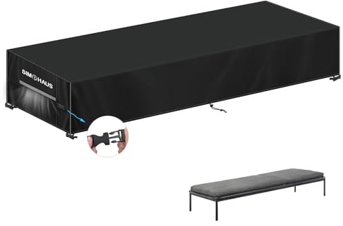 SIMPHAUS Housse de Chaise Longue de Jardin Imperméable Housse Protection Transat de Jardin Exterieur Housse Bain de Soleil Bâche Transat Extérieur Anti-UV Tissu Oxford 420D 220x80x40cm